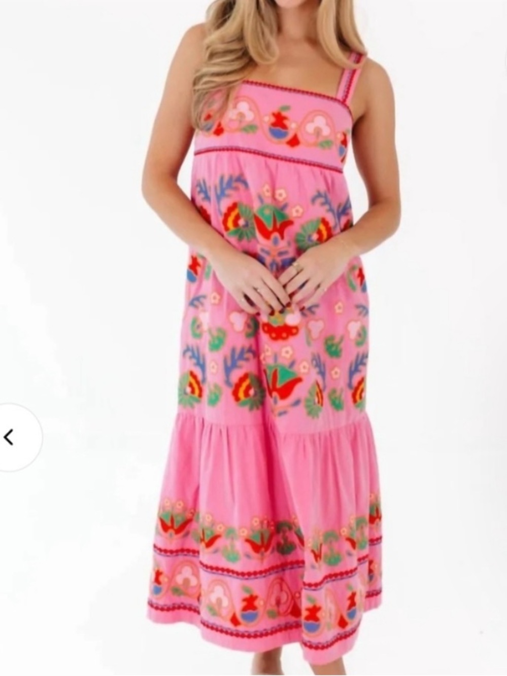 J. Marie Landon Pink Floral Embroidered Sundress NWT Size XL